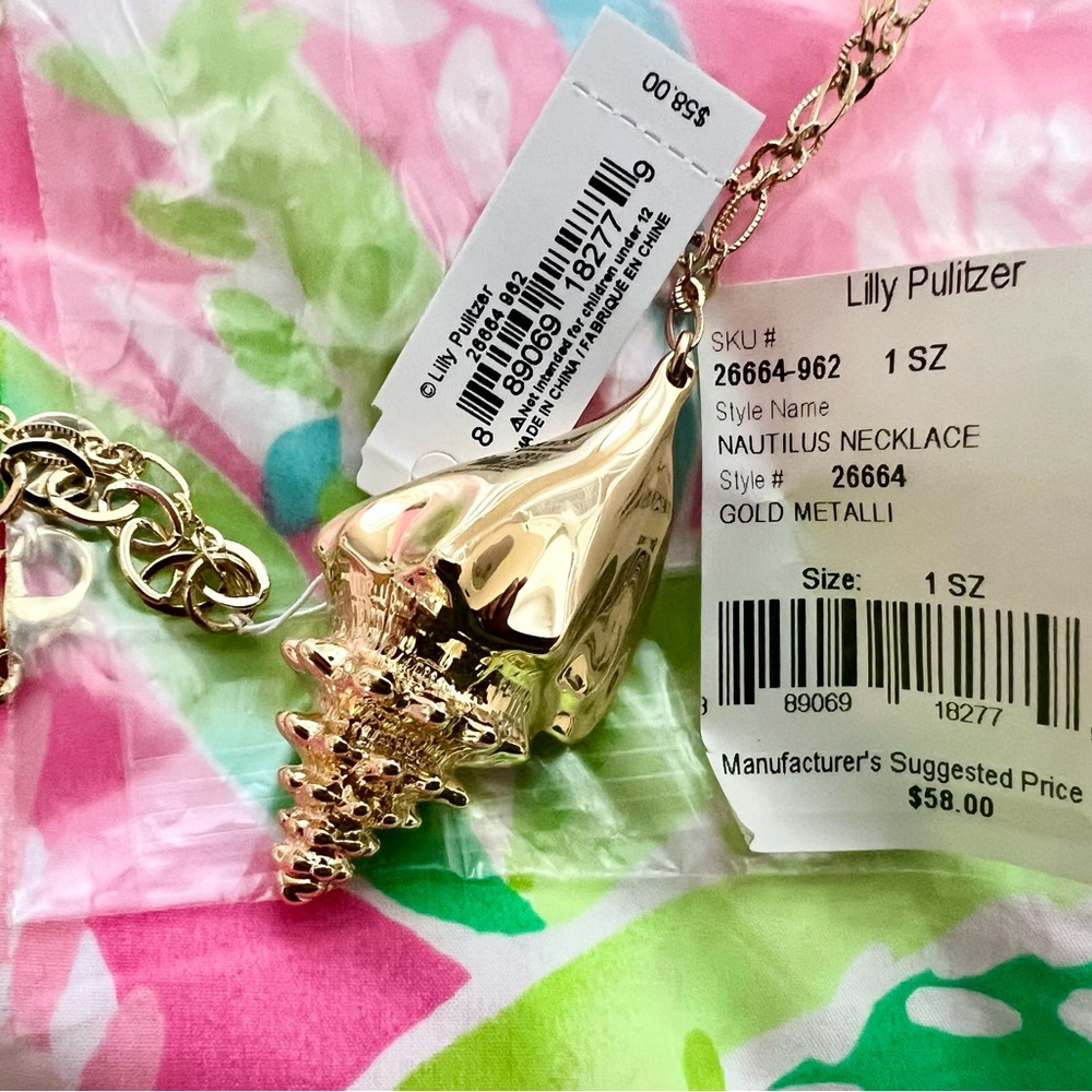 💚💗🐚 🆕 NWT Lilly Pulitzer Nautilus Gold Necklace